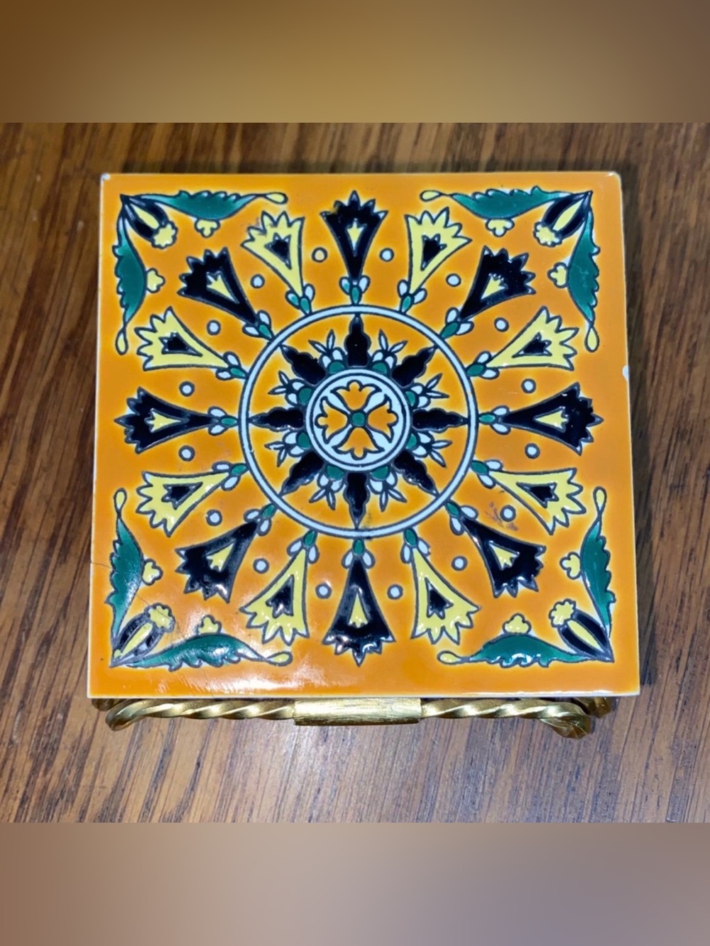Vintage Lindos Keramik Greek Pottery Tile Drawer Matchbox Cover See Description